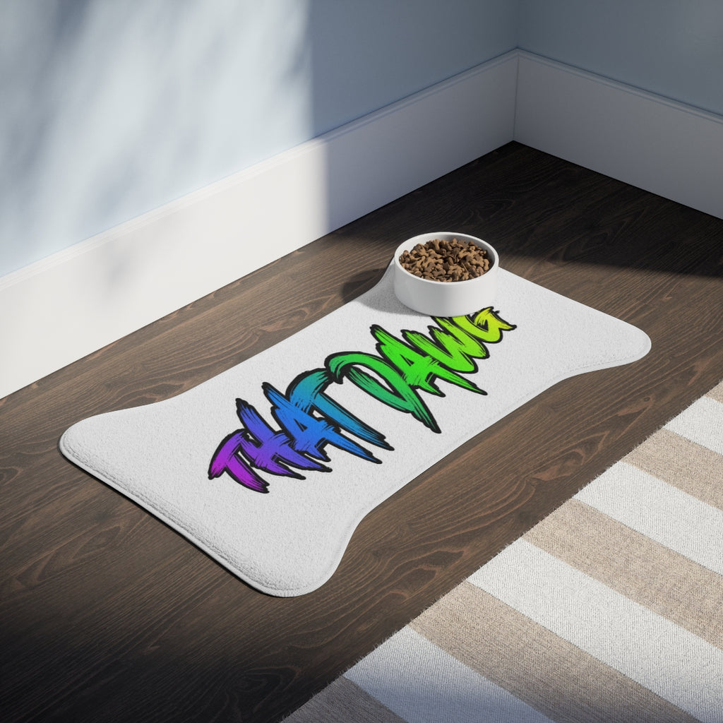 Colorful That Dawg Design Pet Food Mat