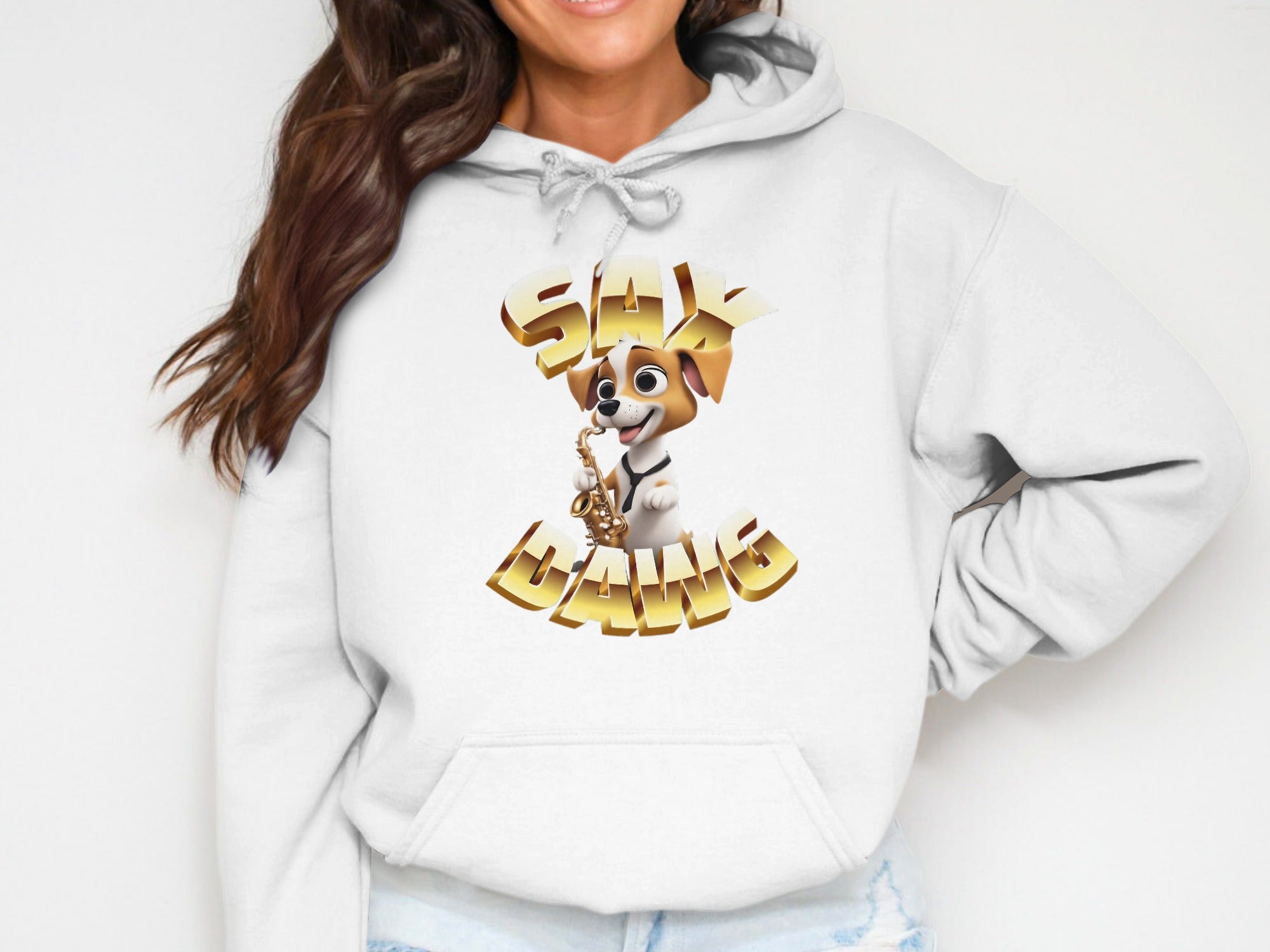 Sax Playing Dog Hoodie Fun Apparel for Music Lovers