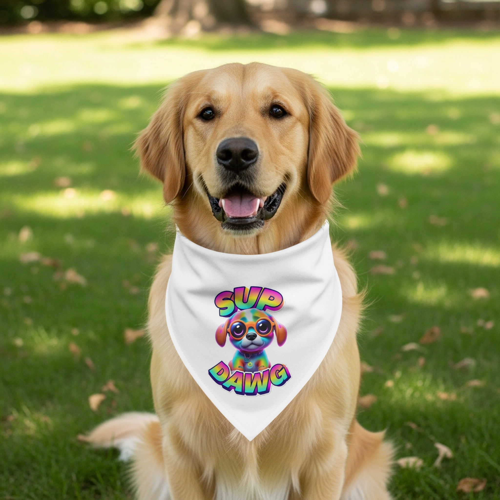 Colorful Sup Dawg Design Dog Bandana product type