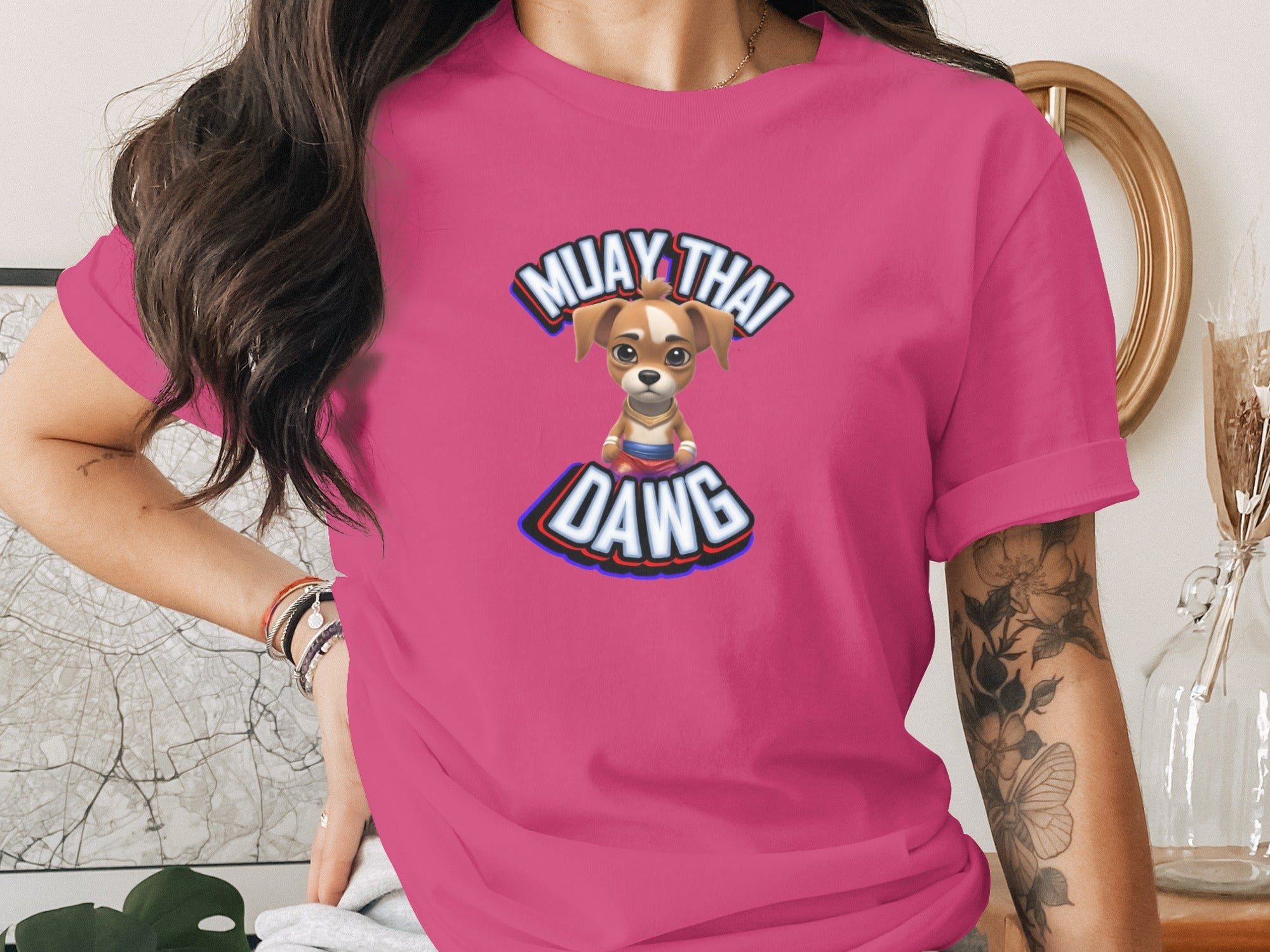Muay Thai Dawg Cartoon Graphic T-shirt