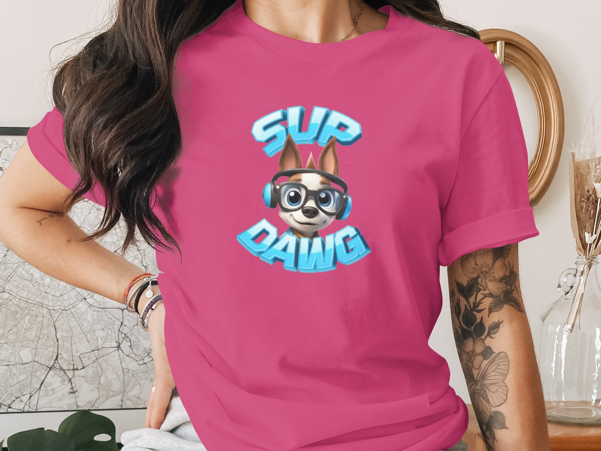 Sup Dawg Cute Cartoon Canine Graphic T-shirt