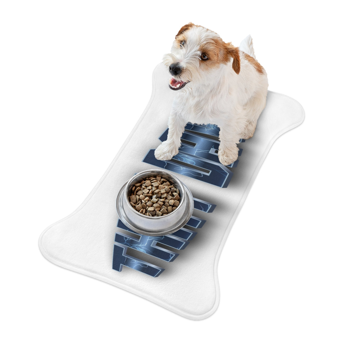 Energetic Dog with Food Bowl Design Pet Mat
