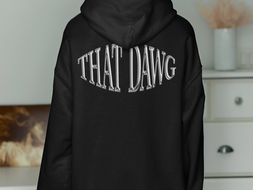 Stylish Black Hoodie with That Dawg Text Product
