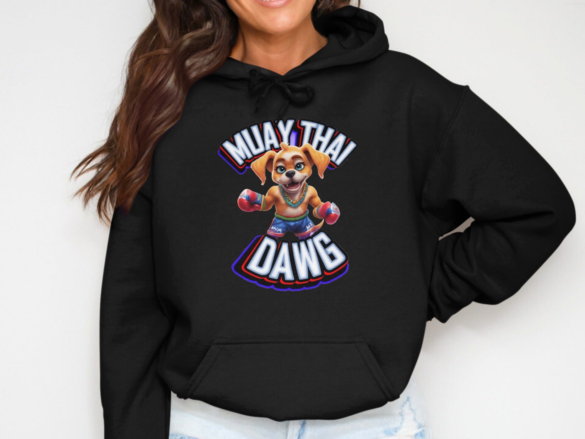 Muay Thai Dawg Graphic Hoodie for Boxing Enthusiasts