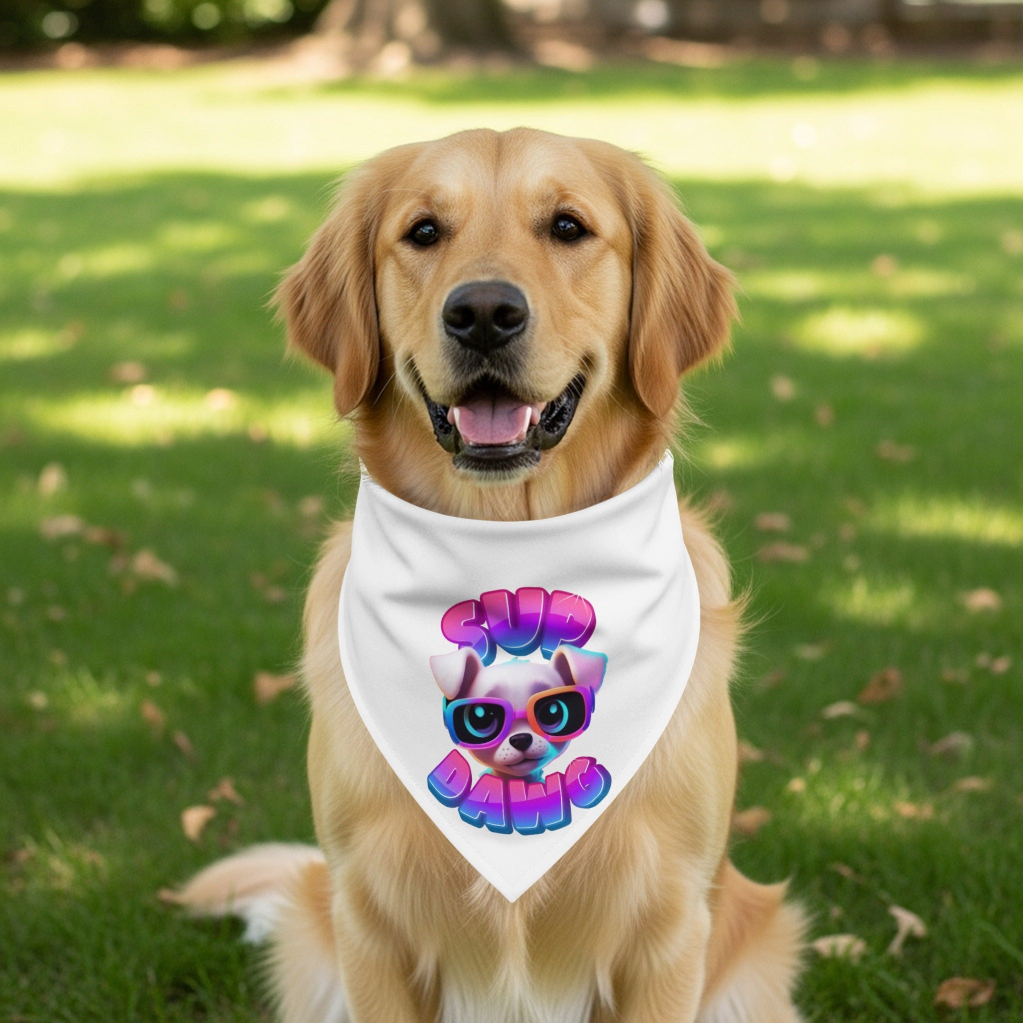Sup Dawg Dog Wearing White Bandana product type
