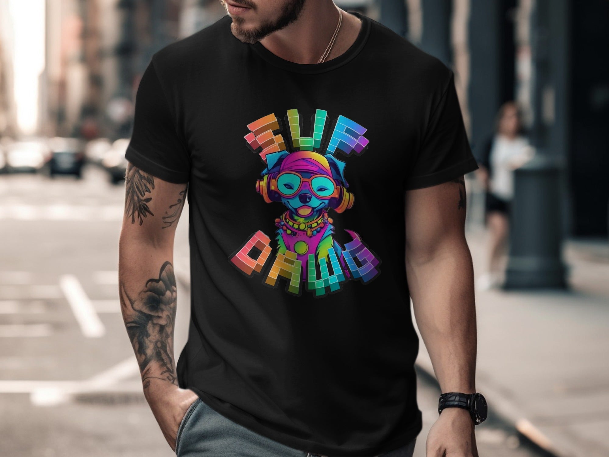 Colorful Surf Dawg Graphic Tee Shirt product