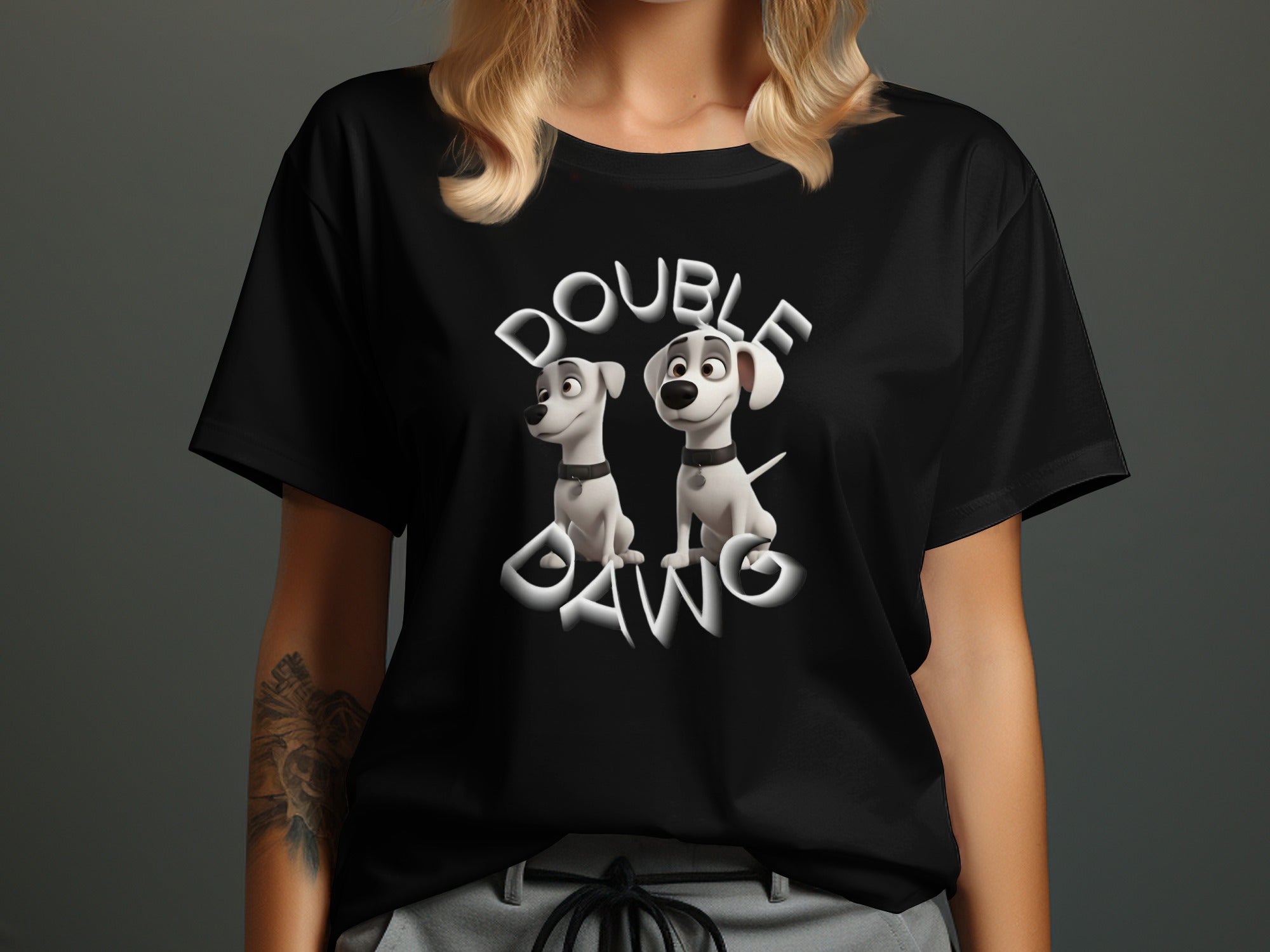 Double Dawg Graphic Tee Casual Clothing Apparel