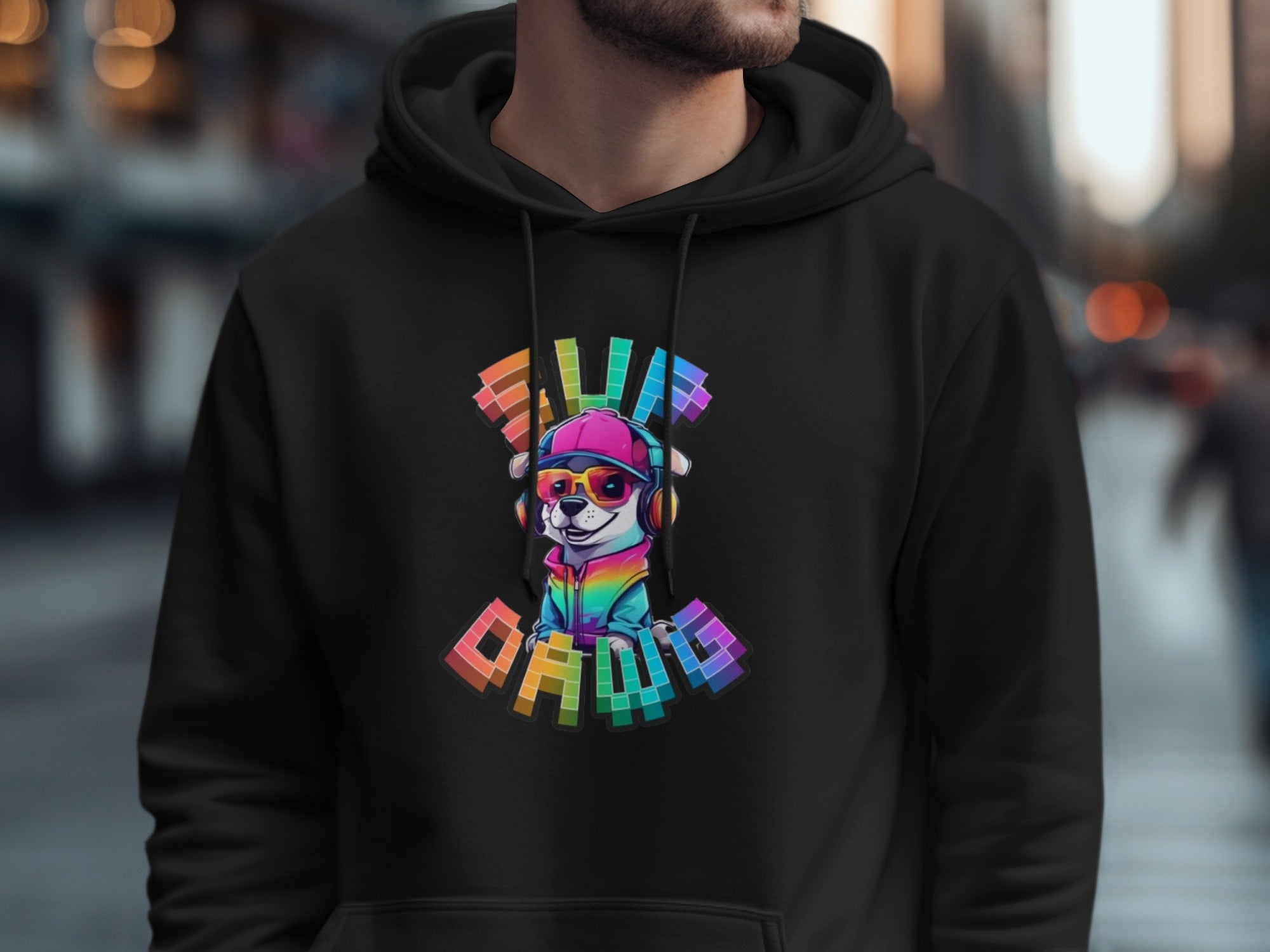 Colorful Hip Hop Retro Dog Design Hoodie product