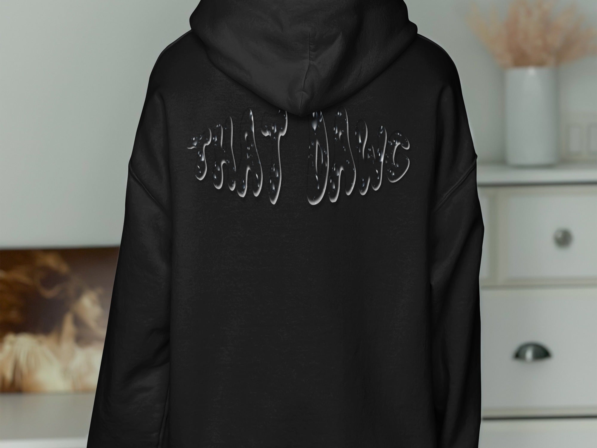 Dripping Text Graphic Black Hoodie product