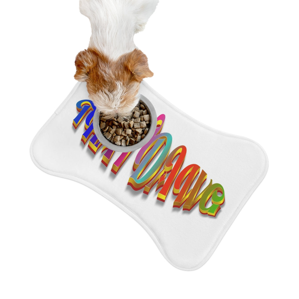 Pet Bowl with Multicolor Text New Wave Design