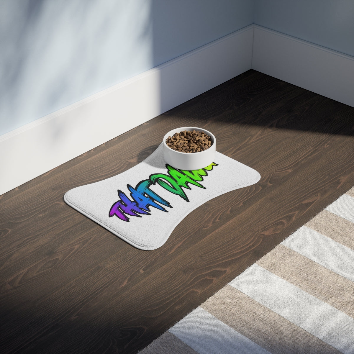 Colorful That Paw Design Pet Food Mat