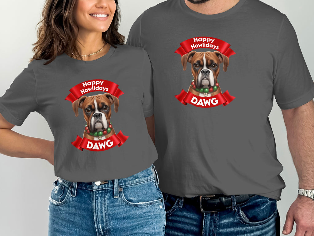 Happy Howlidays Dawg Festive Boxer Graphic Shirt