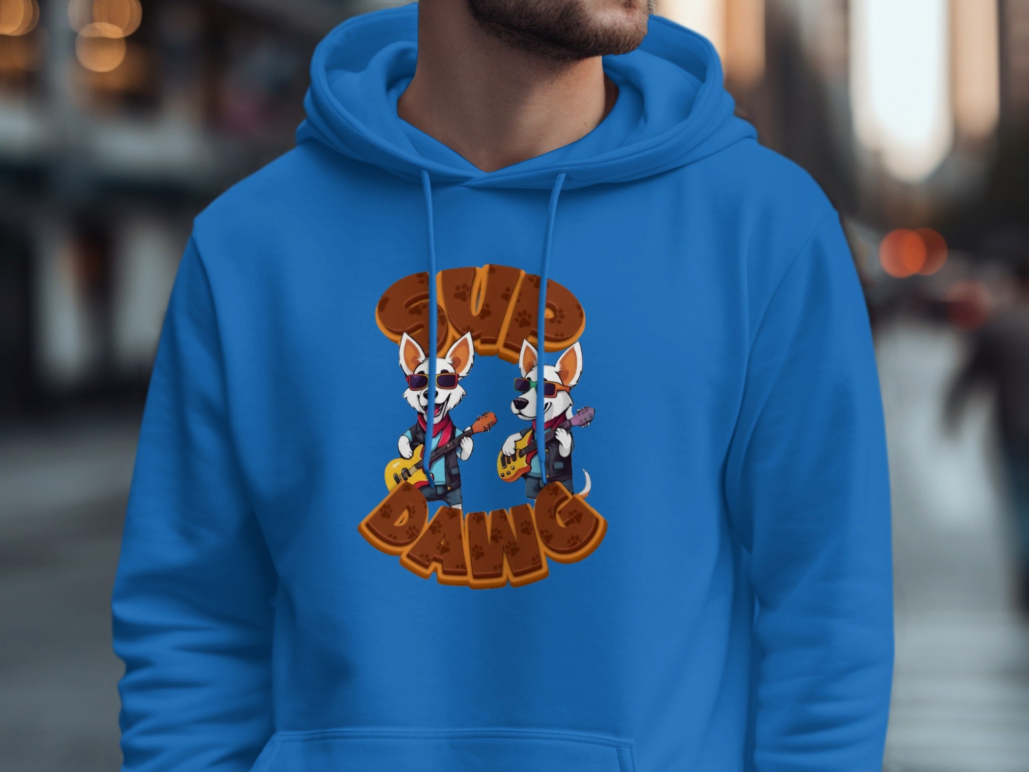 Two Dogs Playing Guitar Hoodie Product