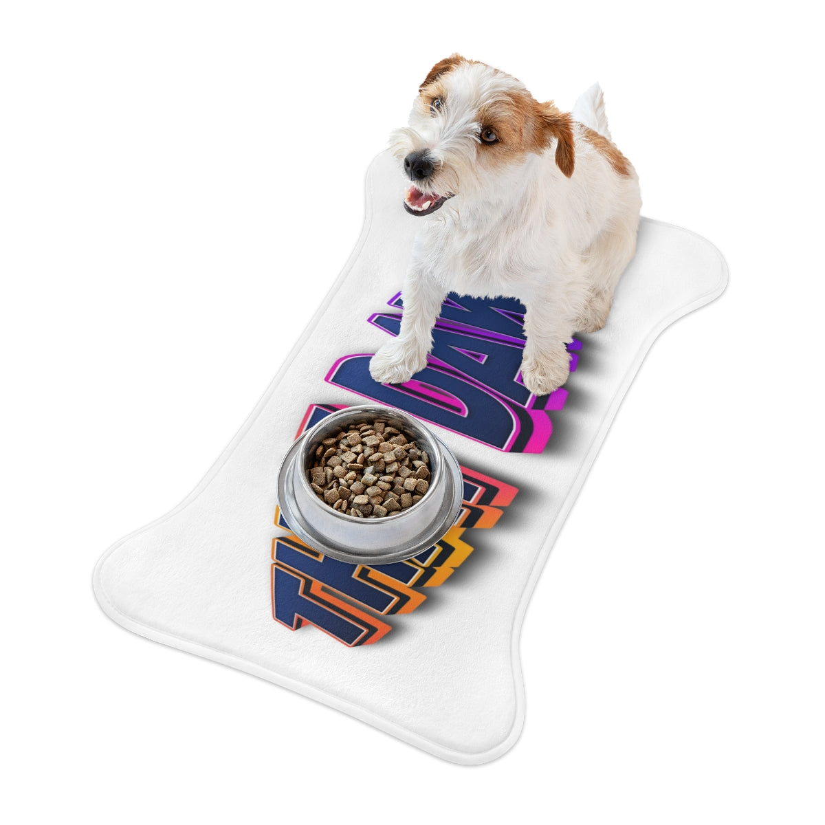 Dog Bowl Mat with Bold Fun Dog Design
