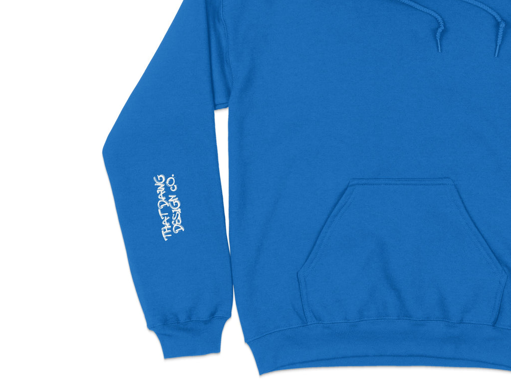 Trendy blue graphic long sleeve comfy hoodie