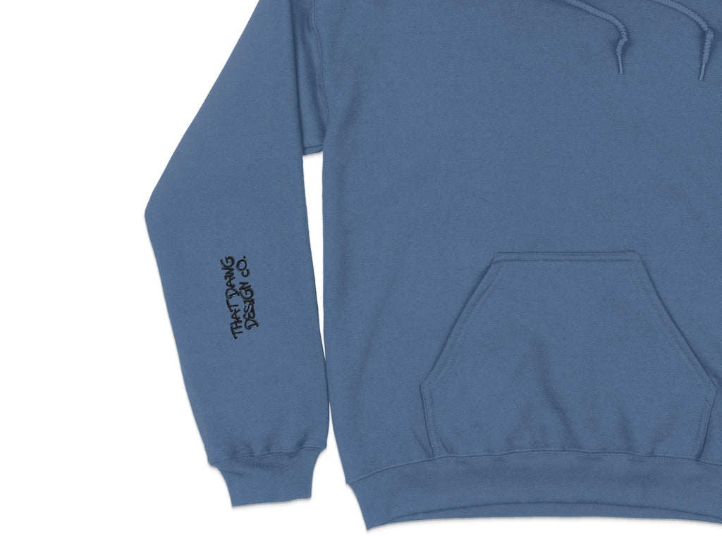 Blue Long Sleeve Hoodie with Side Design