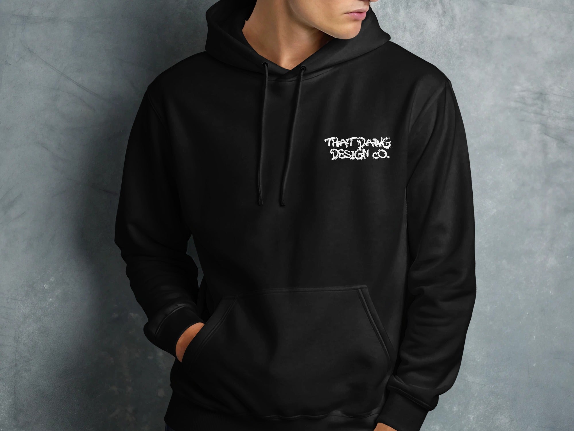 Stylish Black Hoodie with Bold White Logo product type