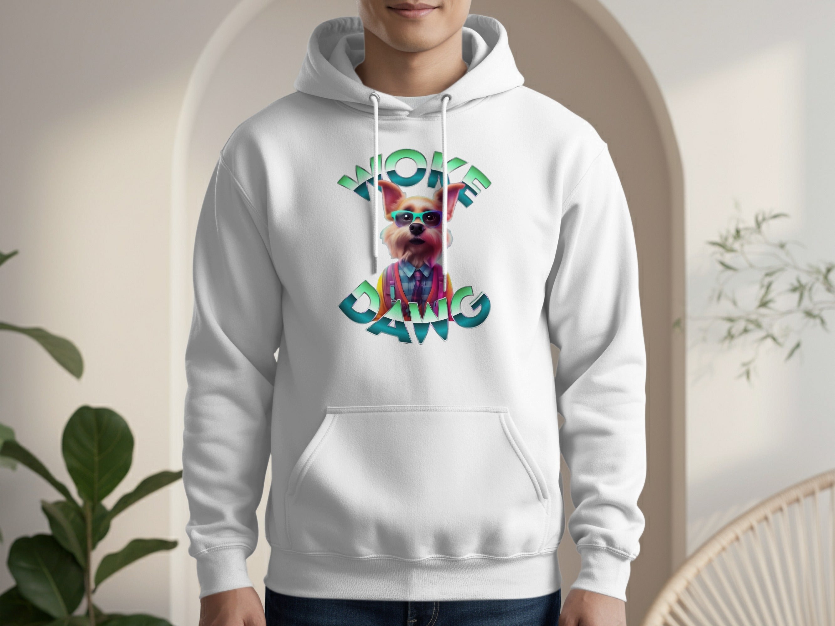 Woke Dawg Hoodie Colorful Dog Design Hooded Sweatshirt