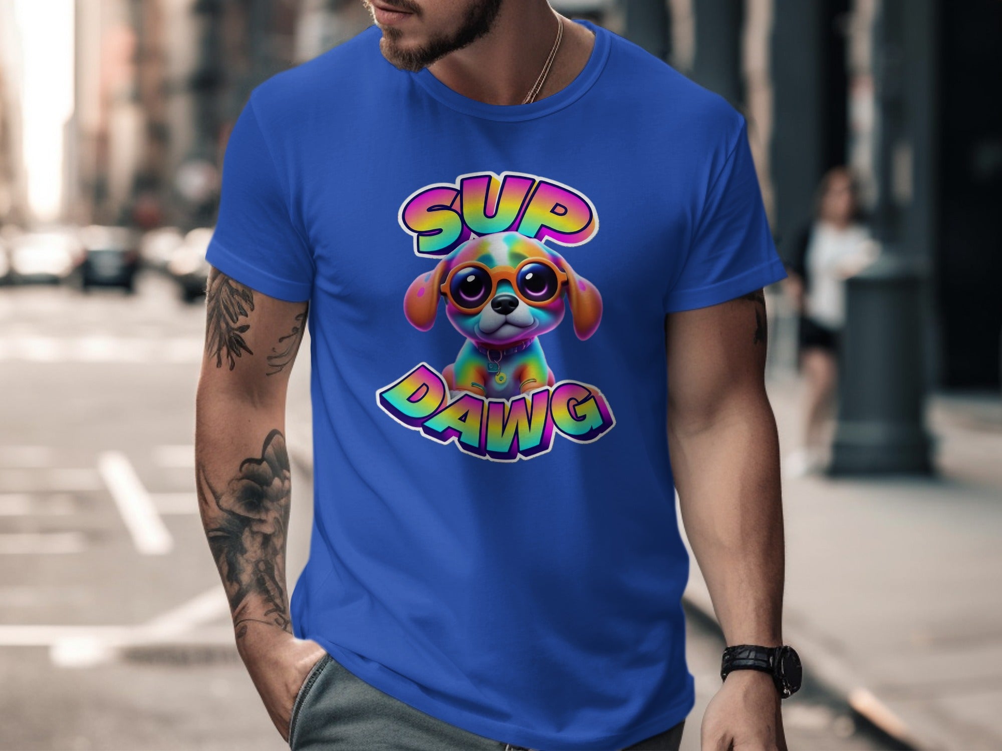 Sup Dawg Cute Colorful Puppy Graphic T-Shirt product