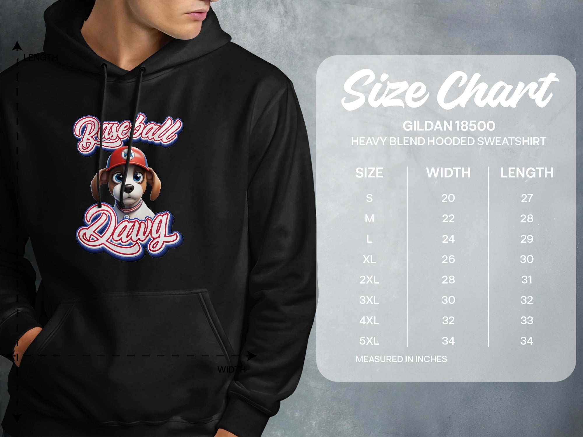 Baseball Dawg Print Heavy Blend Hooded Sweatshirt product