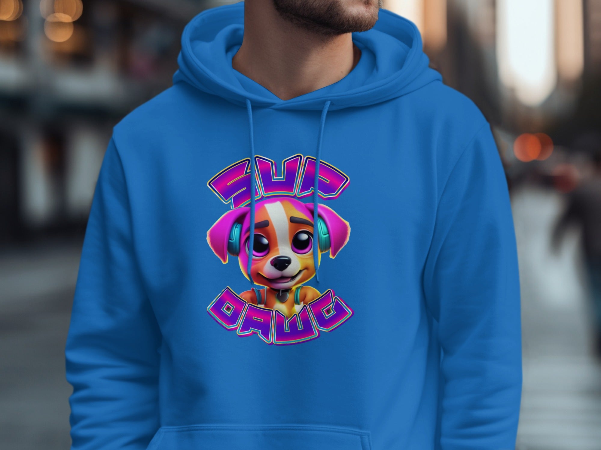 Cute Cartoon Puppy Design on a Blue Hoodie product