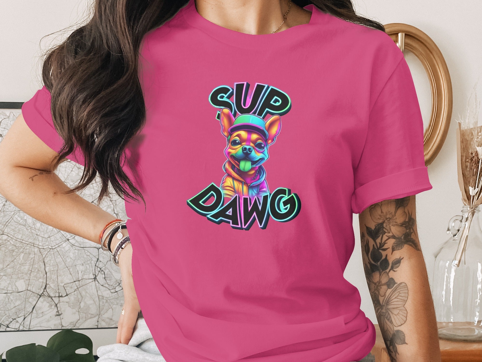 SUP DAWG Graphic Pink T-shirt for Casual Wear