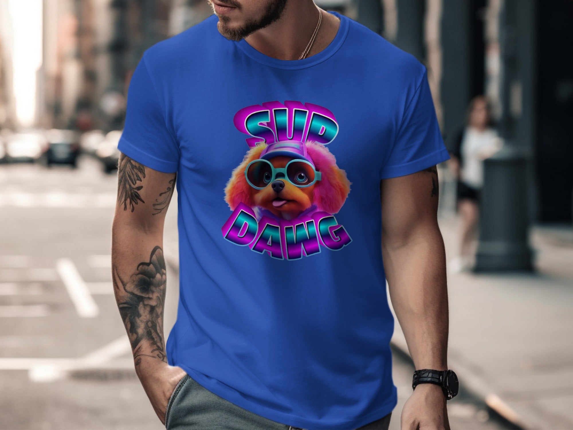 Sup Dawg Graphic T-shirt Colorful Funny Animal Print product
