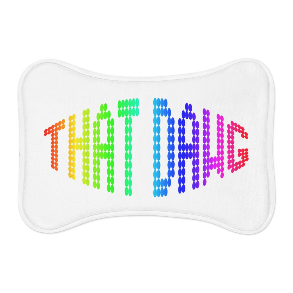 Colorful THAT DAWG Design on White Pillow