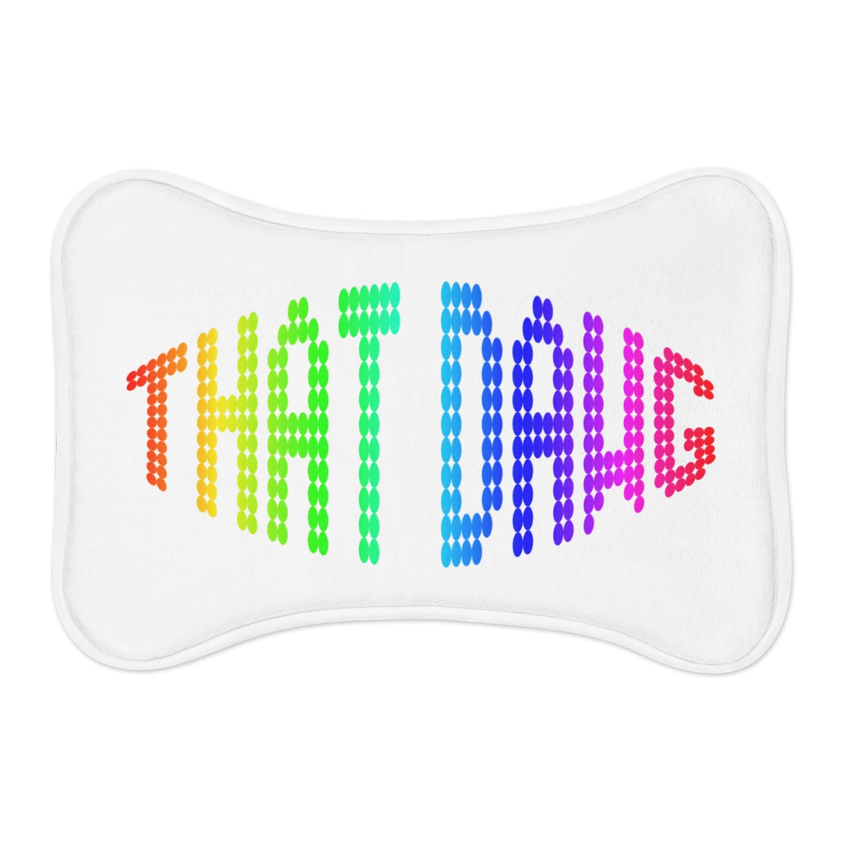 Colorful THAT DAWG Design on White Pillow