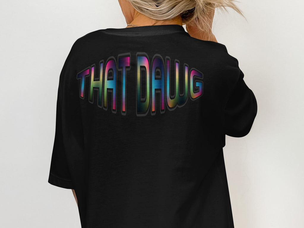 Rainbow Gradient THAT DAWG Print Oversized T-Shirt product