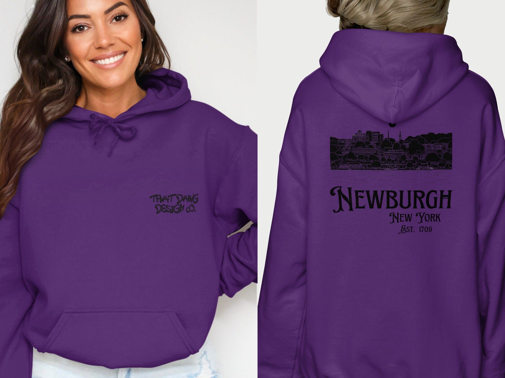Newburgh New York Est 1709 Purple Hoodie