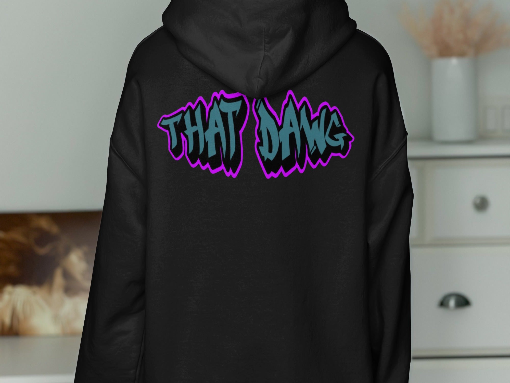 THAT DANG Black Hoodie with Bold Graffiti Print product type