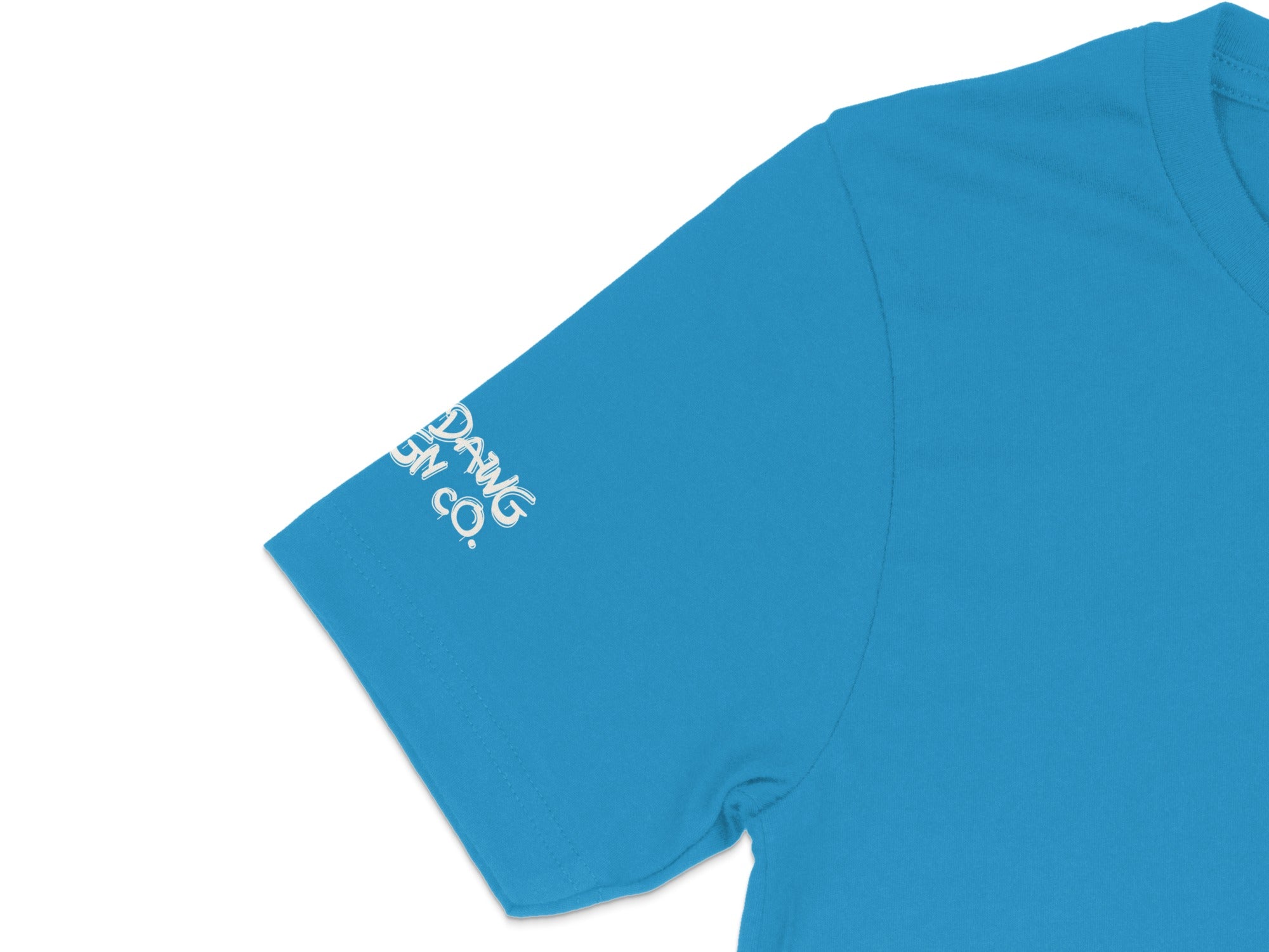 Blue T-Shirt With Sleeve Logo Design Fashionable Apparel
