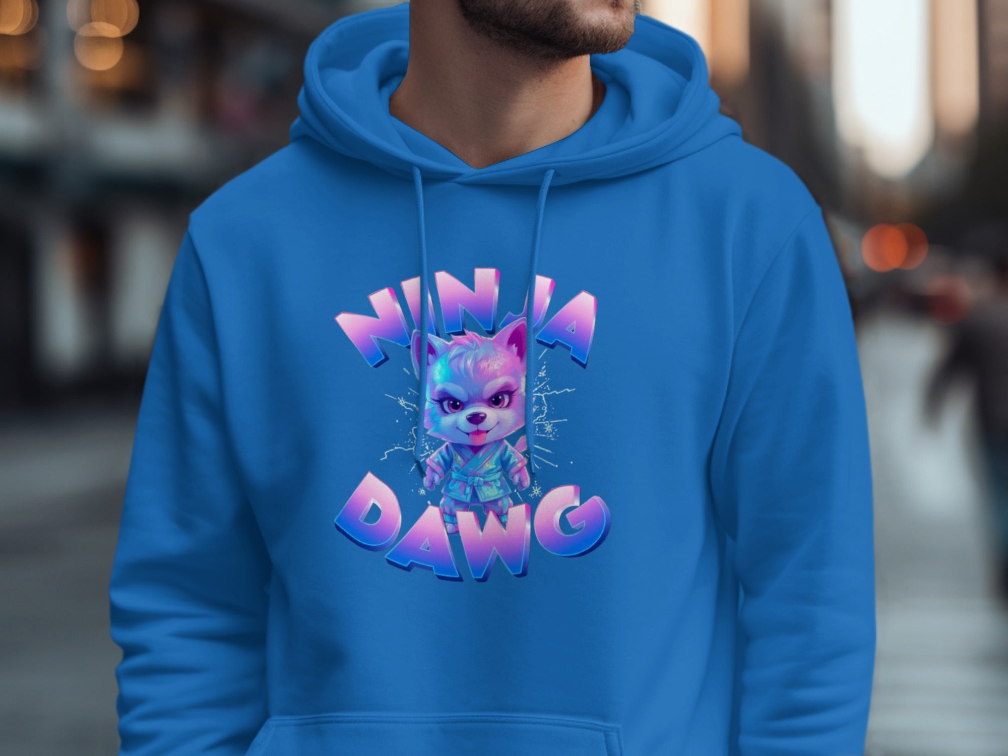 Ninja Dawg Character Printed Blue Hoodie product