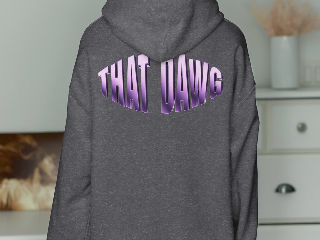 Purple Text THAT DAWG Grey Hoodie product