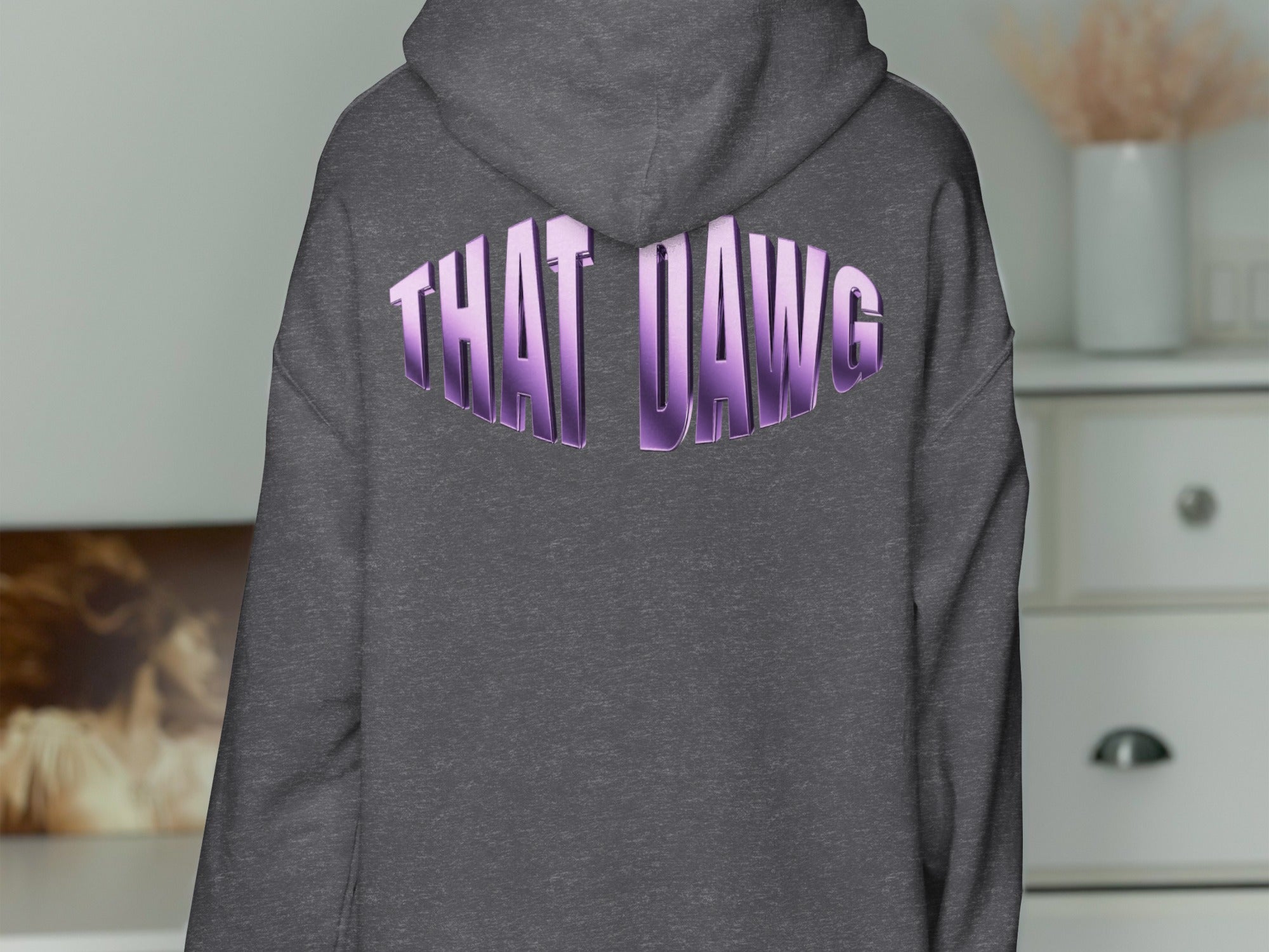 Purple Text THAT DAWG Grey Hoodie product
