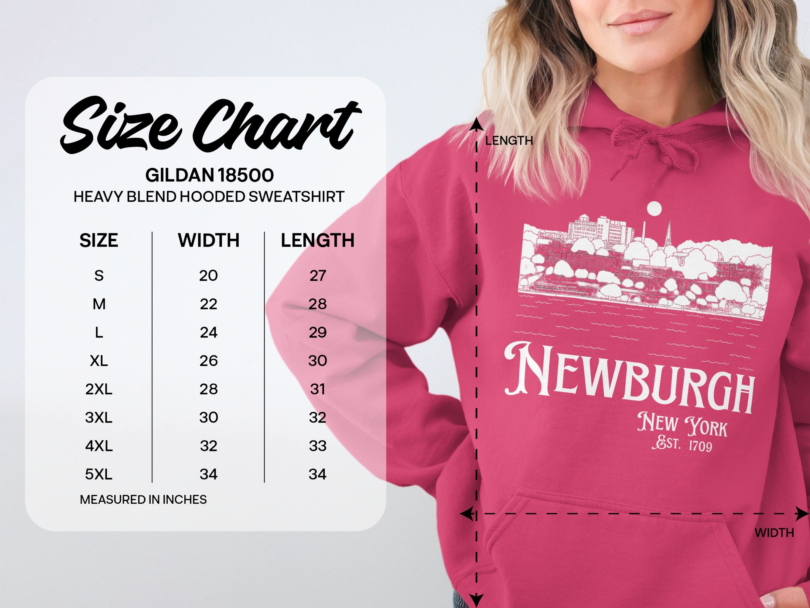 Newburgh New York Est 1709 Gildan 18500 Hoodie