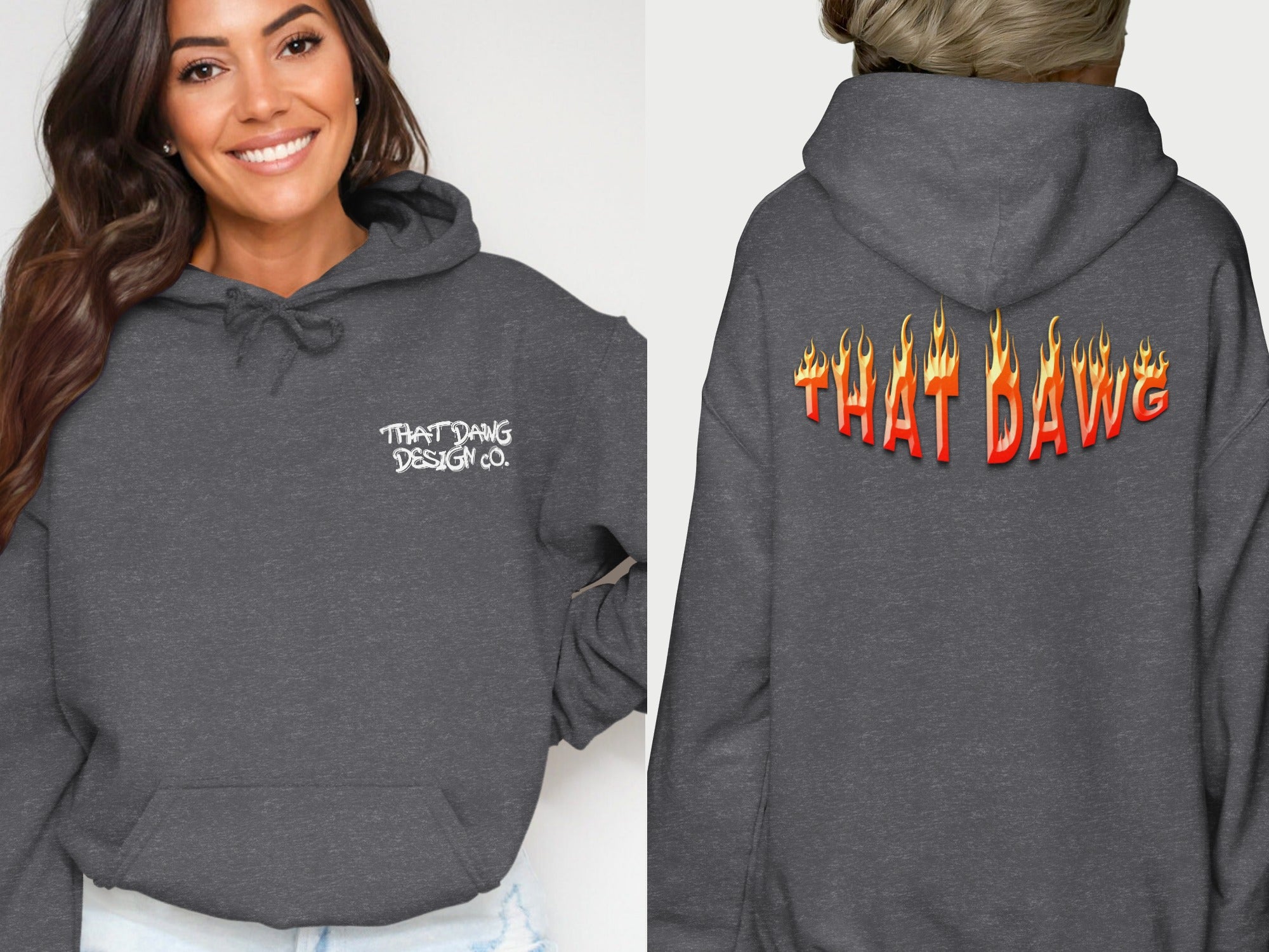 Cozy Charcoal Hoodie with THAT DAWG Text product type