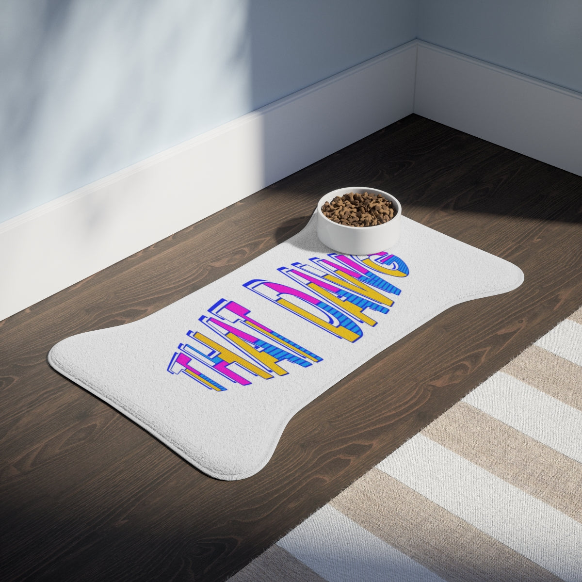 Colorful Vibrant That Dawg Design Pet Feeding Mat