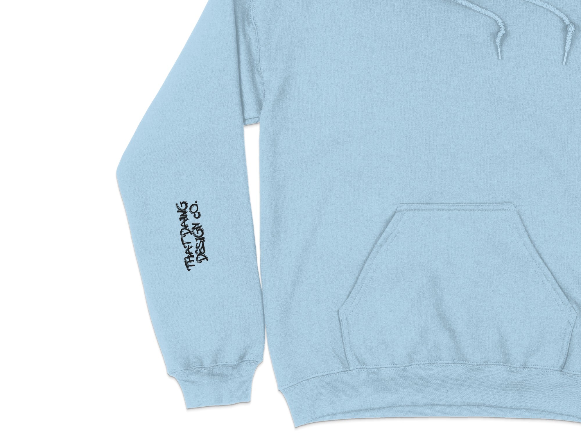 Blue Hoodie With Black Design on Sleeve Hoodie