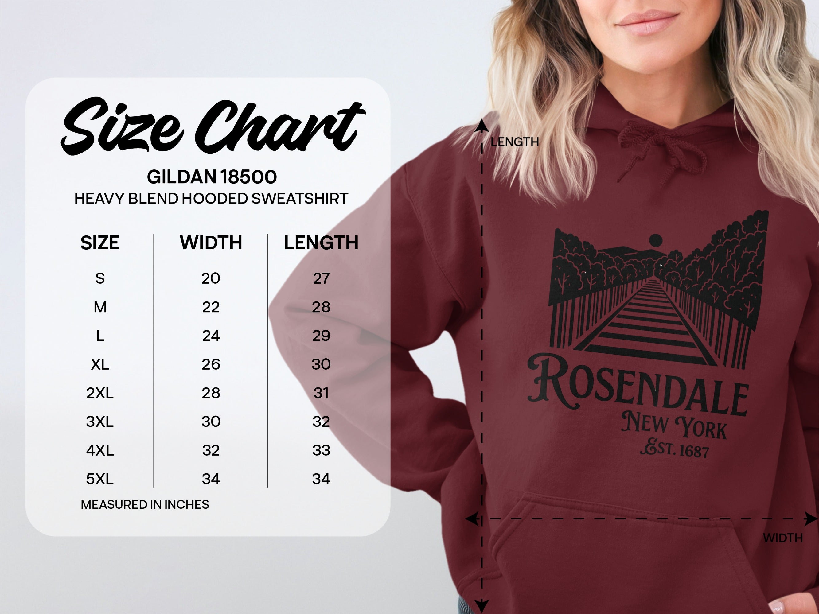 Rosendale New York Est 1687 Heavy Blend Hooded Sweatshirt