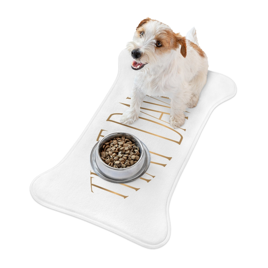 The Dog food bowl mat with cute small dog design