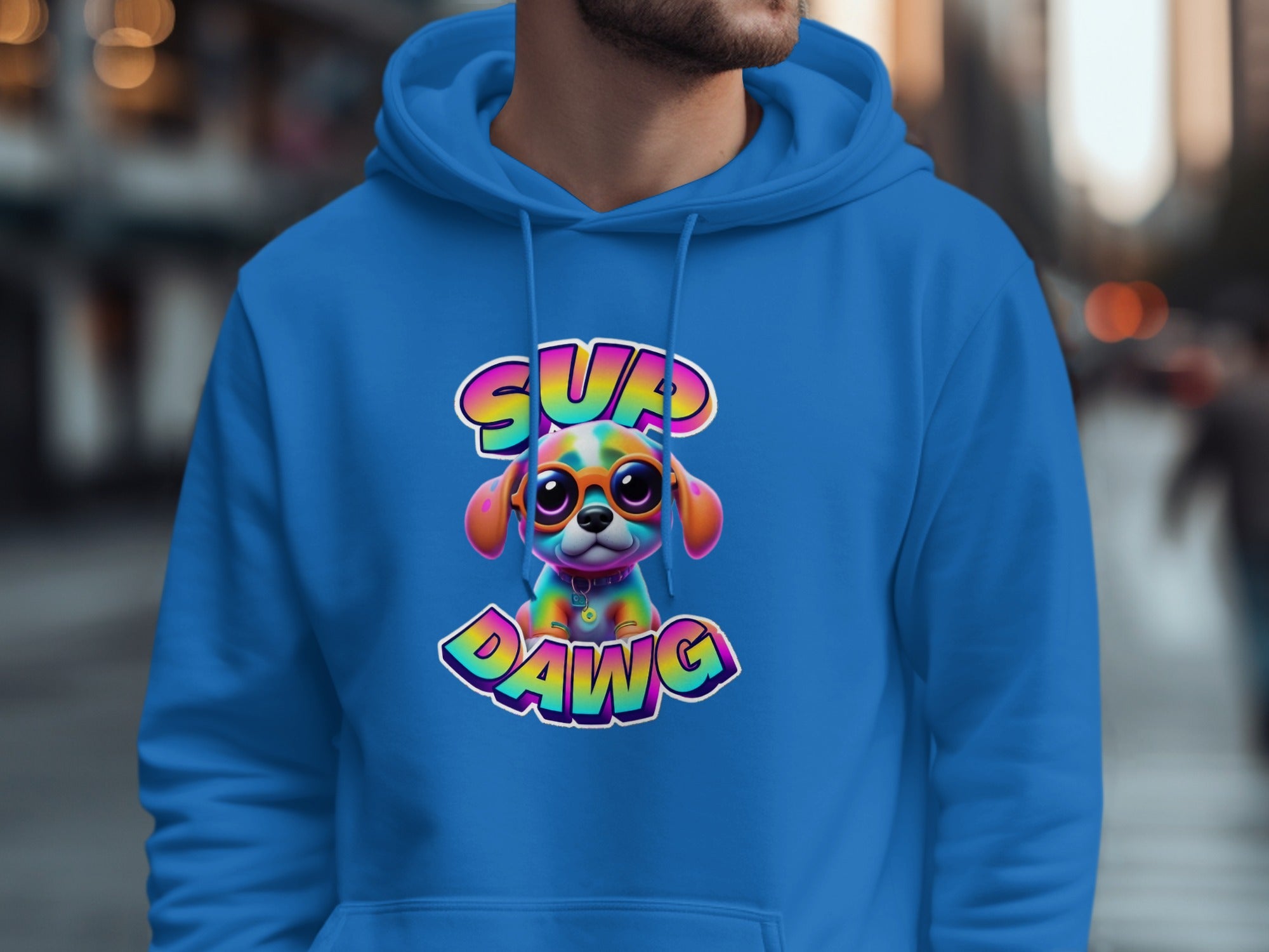 Colorful Dog Graphic Hoodie Fun Apparel Product
