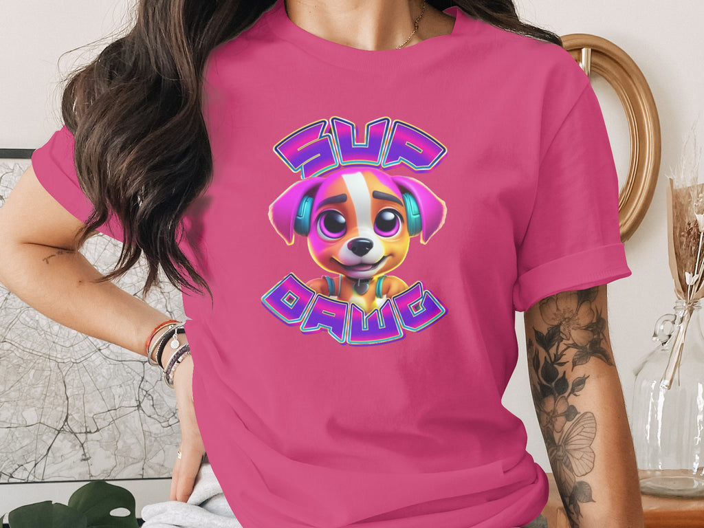 Sup Dawg Colorful Dog Graphic T-Shirt product type