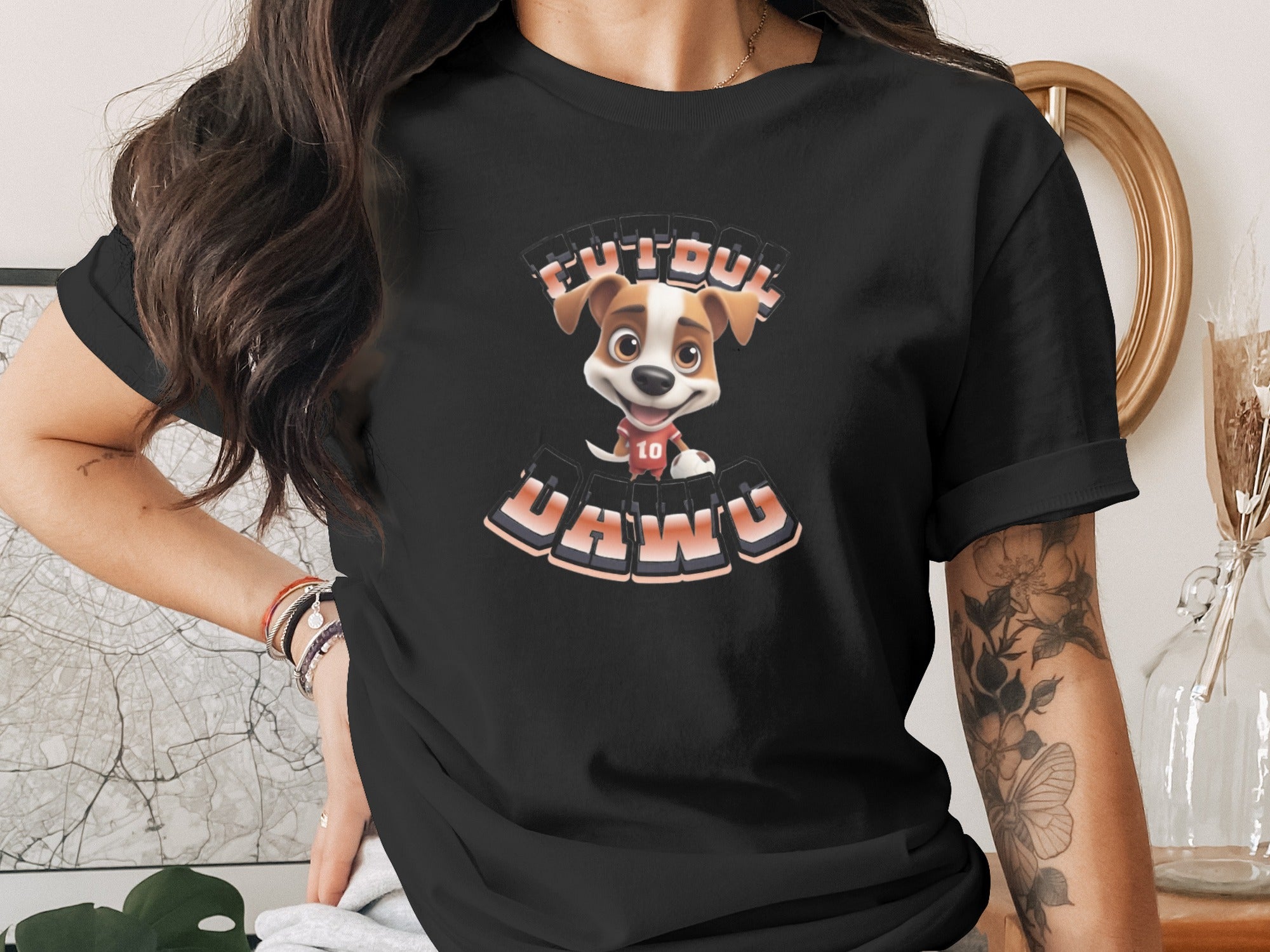 Cute Cartoon Dog Futbol Dawg Graphic Shirt