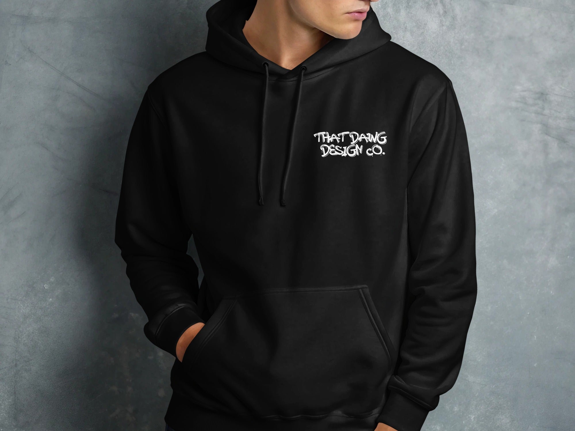 Stylish Black Hoodie With That Dawg Design product type