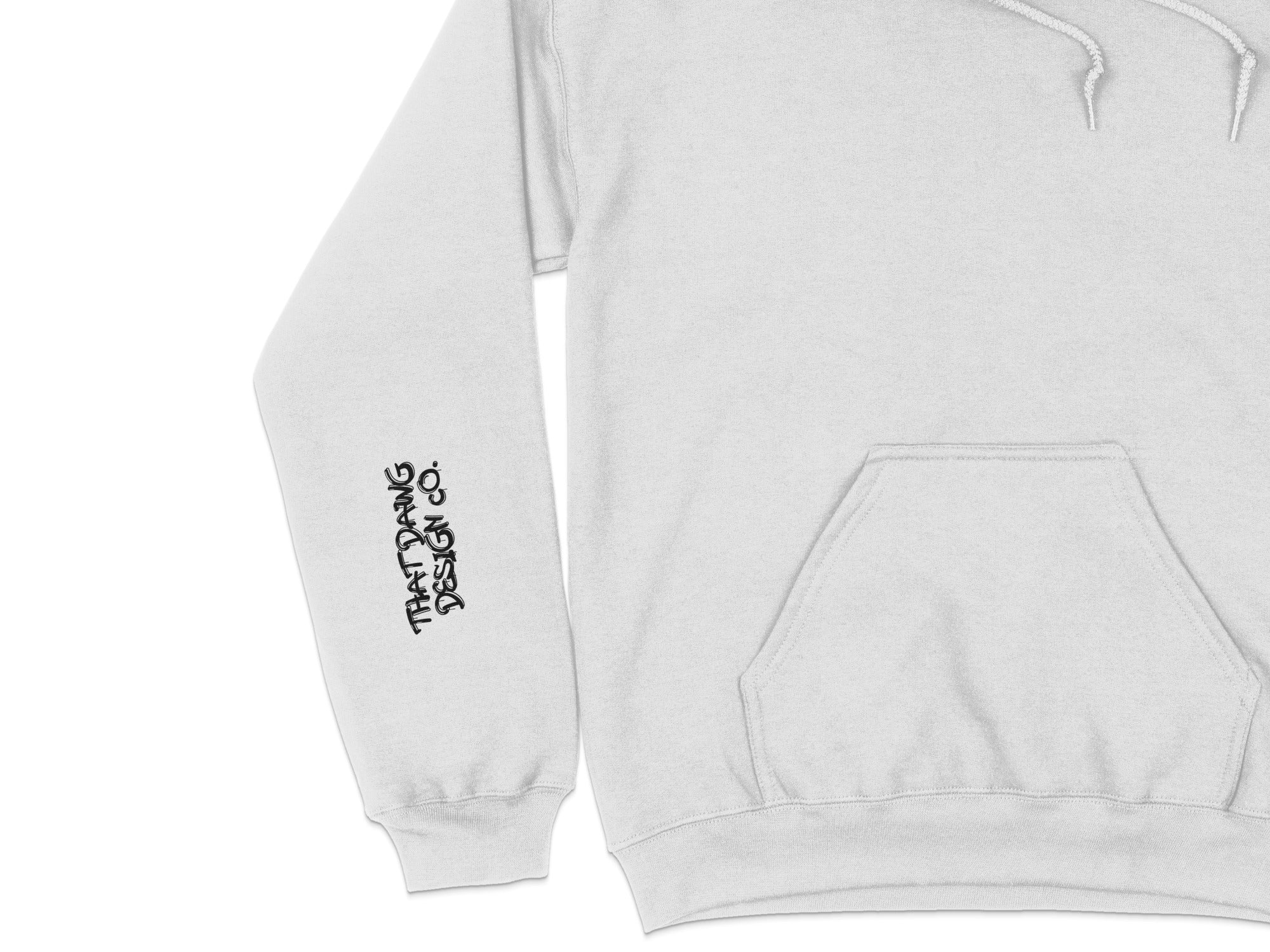 Trendy White Hoodie with Unique Graphic Design product