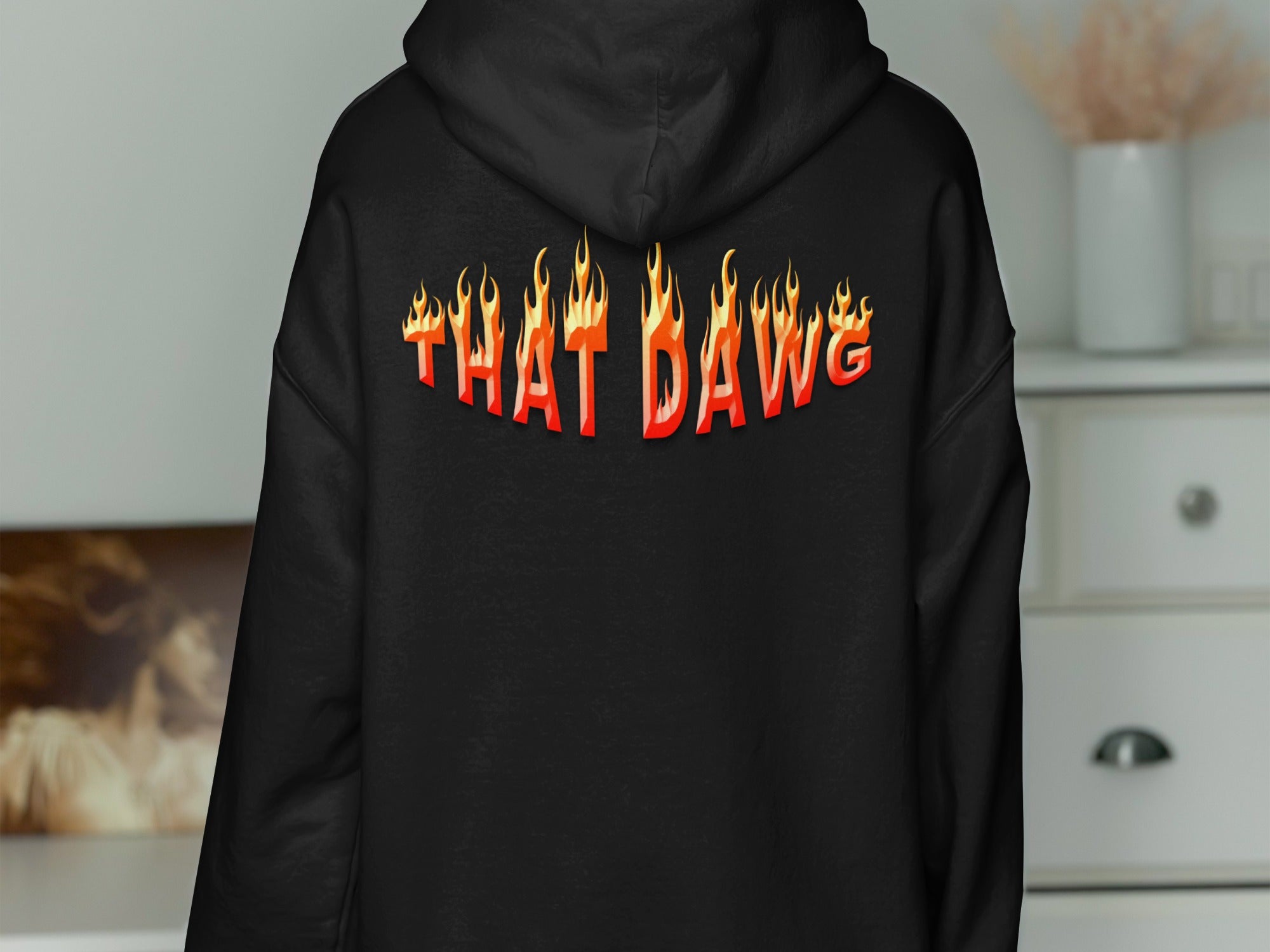 THAT DAWG Hoodie with Flame Text Design product type