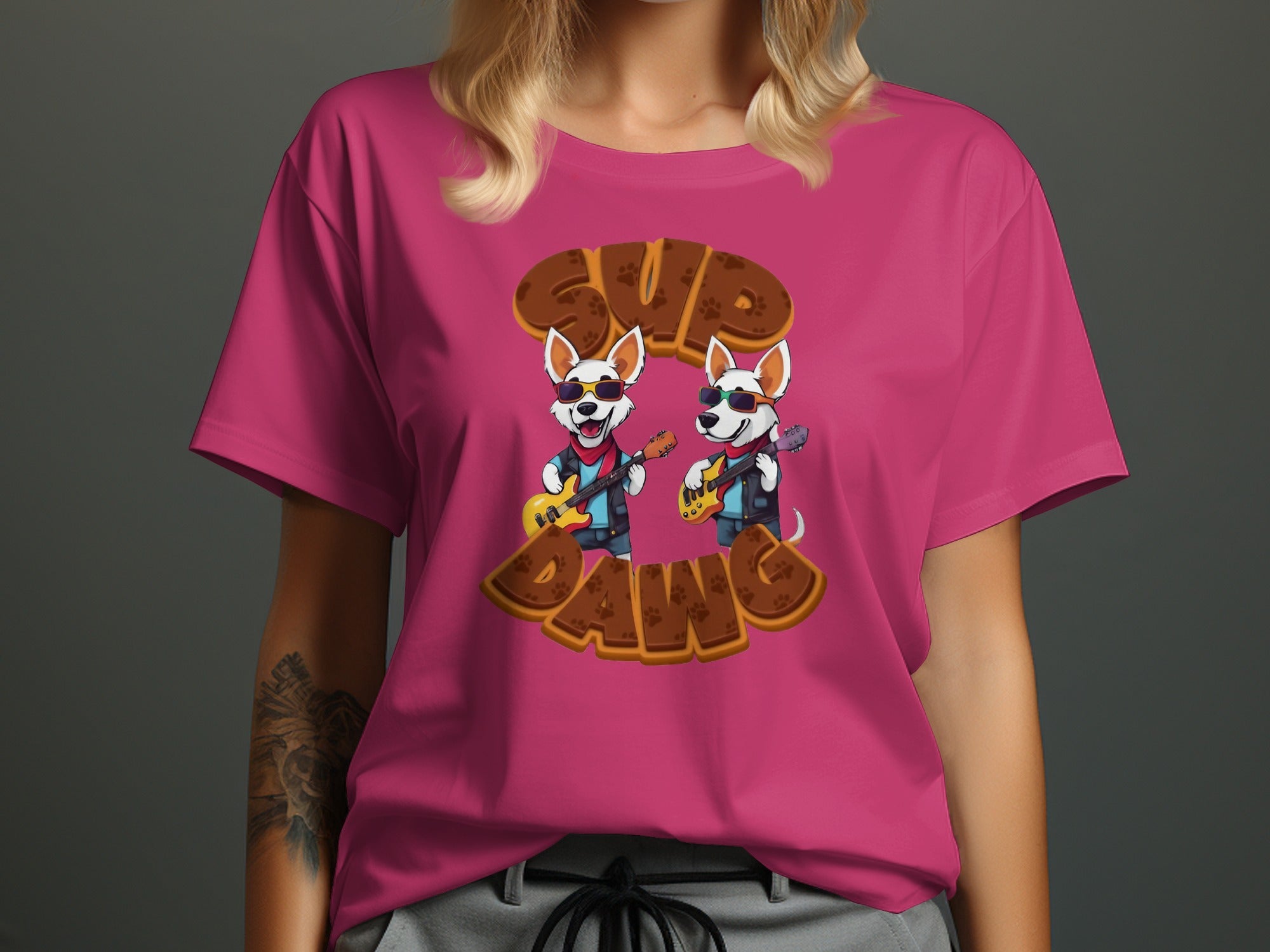 Fun Cartoon Dog Design Graphic Tee Shirt