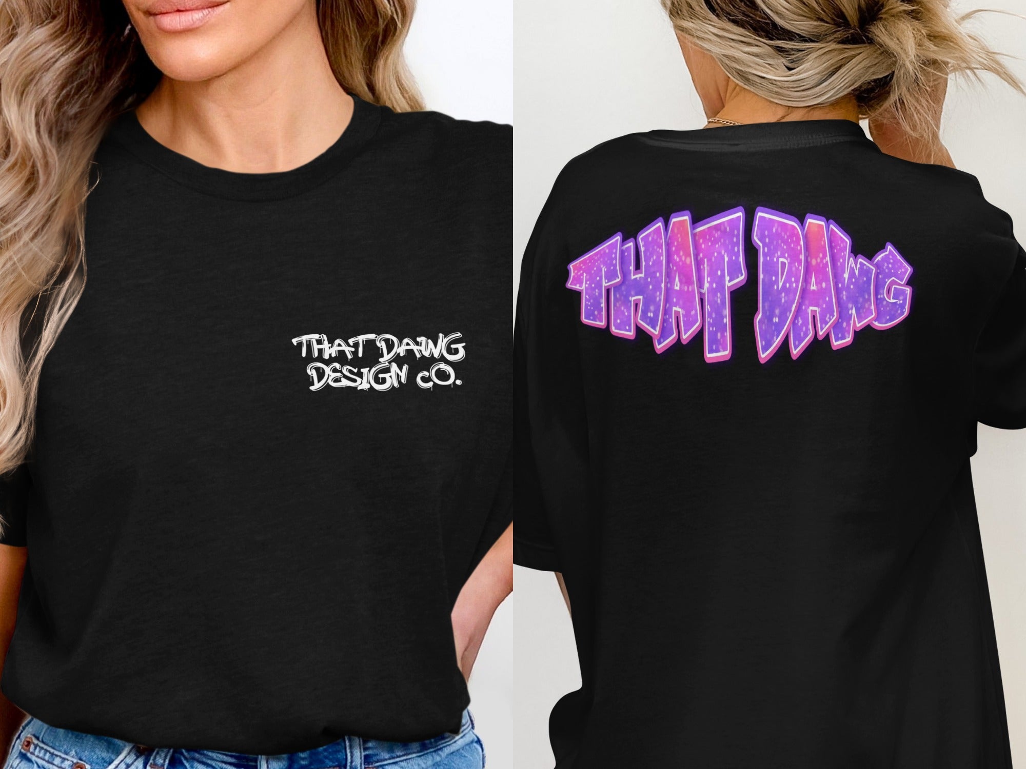 That Dawg Design Co Black and Purple Graphic T-Shirt product